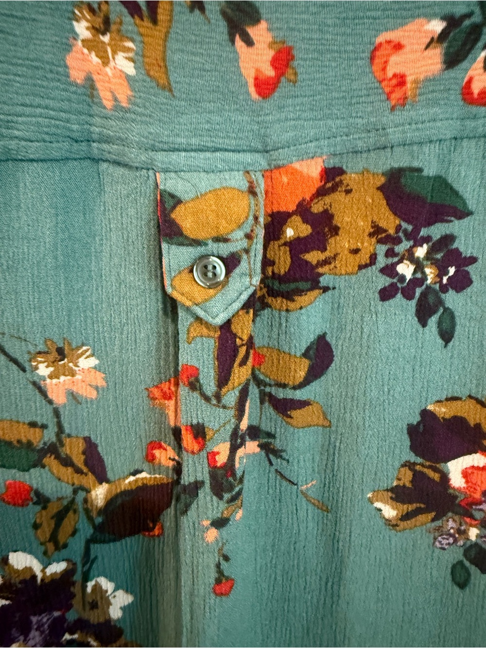 Market & Spruce Floral Sleeveless Blouse Teal V-Neck Pocket Women’s 1X - Picture 5 of 5